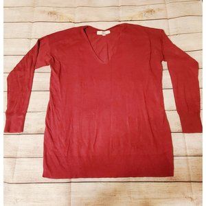 Loft V-Neck Tunic Sweater, Burgandy, Small